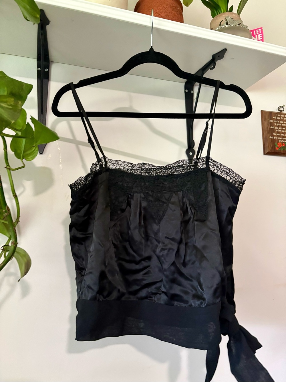 Urban Behavior Black Satin Lace Trim Camisole
